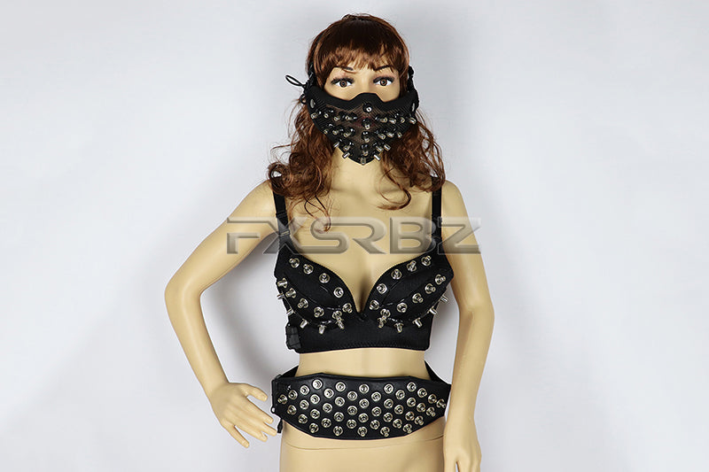 Sexy Lady Costume Red Laser Bra and belt Mask Bar Nightclub Disco Party Sexy Women Led Luminous Clothing