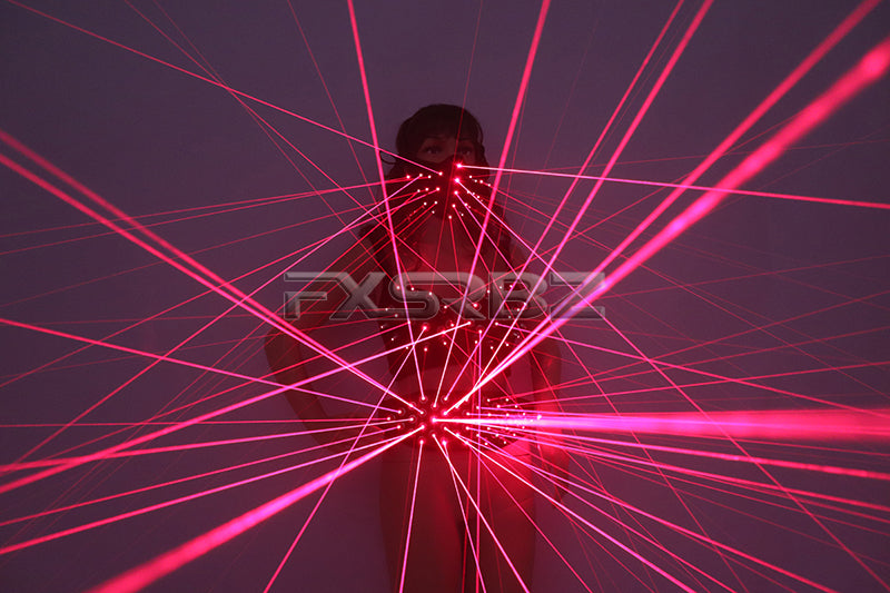 Sexy Lady Costume Red Laser Bra and belt Mask Bar Nightclub Disco Party Sexy Women Led Luminous Clothing