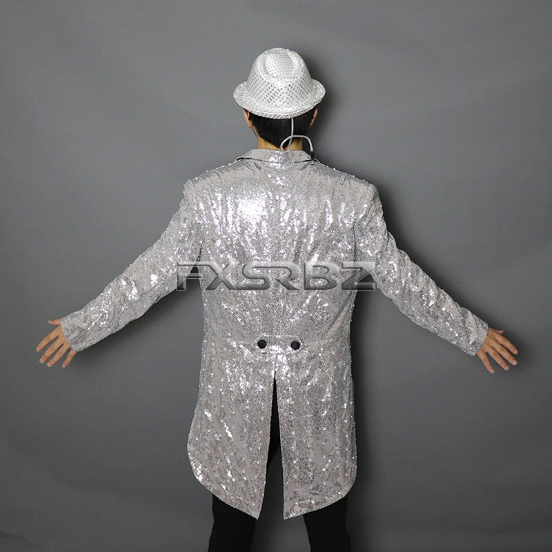 New Fashion Colorful Swallowtail LED Tuxedo magician Party Host Luminous Costumes Glowing Clothes LED Clothing Show