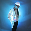 New Fashion Colorful Swallowtail LED Tuxedo magician Party Host Luminous Costumes Glowing Clothes LED Clothing Show