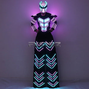 LED Robot Suit Clothes Kryoman Stilts Walker Luminous Costume High Heel Predator LED Robot Costume Laser Helmet