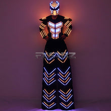 Load image into Gallery viewer, LED Robot Suit Clothes Kryoman Stilts Walker Luminous Costume High Heel Predator LED Robot Costume Laser Helmet
