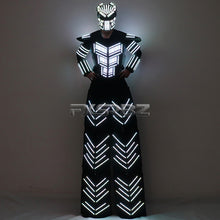 Load image into Gallery viewer, LED Robot Suit Clothes Kryoman Stilts Walker Luminous Costume High Heel Predator LED Robot Costume Laser Helmet
