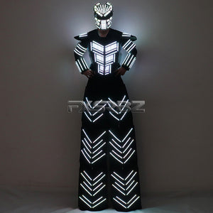 LED Robot Suit Clothes Kryoman Stilts Walker Luminous Costume High Heel Predator LED Robot Costume Laser Helmet
