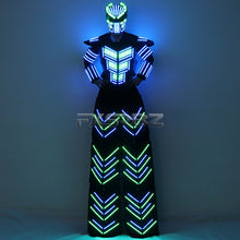 Load image into Gallery viewer, LED Robot Suit Clothes Kryoman Stilts Walker Luminous Costume High Heel Predator LED Robot Costume Laser Helmet
