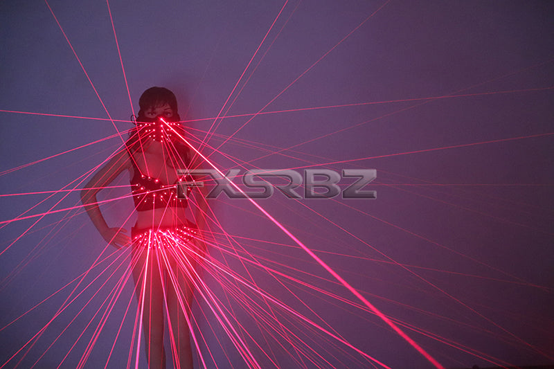 Sexy Lady Costume Red Laser Bra and belt Mask Bar Nightclub Disco Party Sexy Women Led Luminous Clothing
