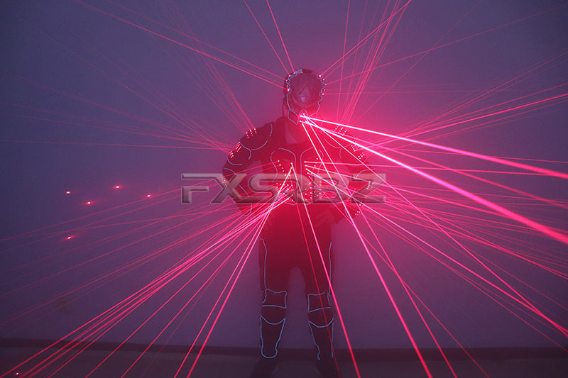 Red Laser Robot Suit Laser Fiber Optic 2 in 1 Armor Costumes Bar Nightclub Stage Laser Clothing Performance