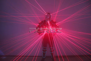 Red Laser Robot Suit Laser Fiber Optic 2 in 1 Armor Costumes Bar Nightclub Stage Laser Clothing Performance