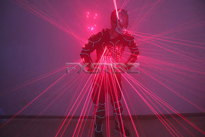 Red Laser Robot Suit Laser Fiber Optic 2 in 1 Armor Costumes Bar Nightclub Stage Laser Clothing Performance