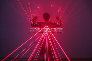 Red Laser Robot Suit Laser Fiber Optic 2 in 1 Armor Costumes Bar Nightclub Stage Laser Clothing Performance