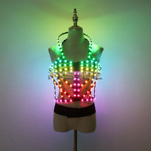 Load image into Gallery viewer, Full Color LED Cage Costumes Hollowed-Out Light Up Luminous Clothing LED Sexy Woman Ballet Rainbow Dress

