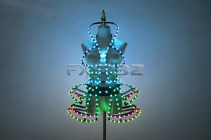 Full Color Digital LED Cage Clothing Suit Light Up Luminous Costumes Sexy Girl Tutu Ballet Dancing LED Hollowed-Out Dress