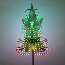 Load image into Gallery viewer, Full Color Digital LED Cage Clothing Suit Light Up Luminous Costumes Sexy Girl Tutu Ballet Dancing LED Hollowed-Out Dress
