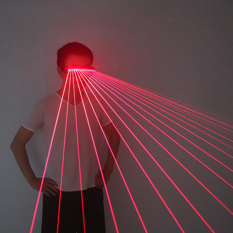 650nm Red Laser Glasses 18pcs Multi Beams Laser Flashing Glasses LED Light Show Halloween Party Stage Glow Clothing Accessories