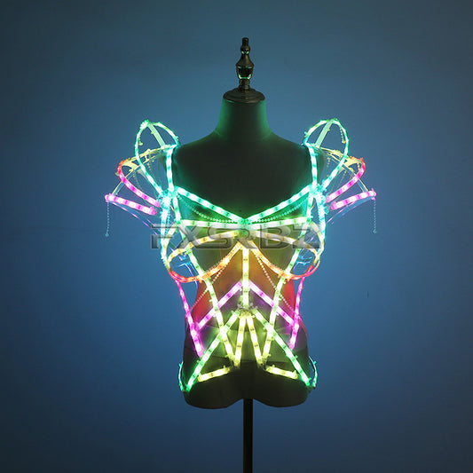 Pixel Smart LED Clothing Bride Sexy LED Cage Corset Luminous Ballet Costume Dancing Party Glowing Clothes