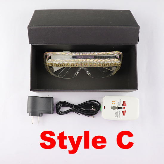 650nm Red Laser Glasses 18pcs Multi Beams Laser Flashing Glasses LED Light Show Halloween Party Stage Glow Clothing Accessories