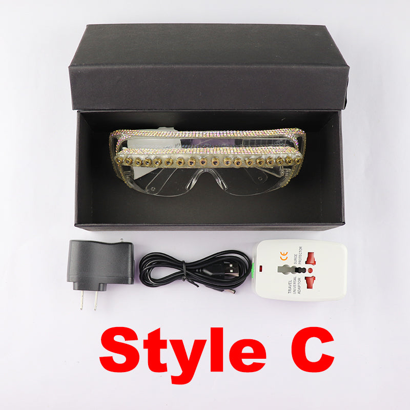 650nm Red Laser Glasses 18pcs Multi Beams Laser Flashing Glasses LED Light Show Halloween Party Stage Glow Clothing Accessories