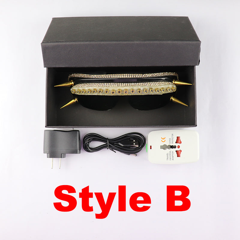 650nm Red Laser Glasses 18pcs Multi Beams Laser Flashing Glasses LED Light Show Halloween Party Stage Glow Clothing Accessories