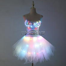 Load image into Gallery viewer, New LED Bra Tutu Skirt Colorful Flash Diamond Bra Belly Dance LED Skirt Christmas Dance Party Sexy Girl Light Up Costume
