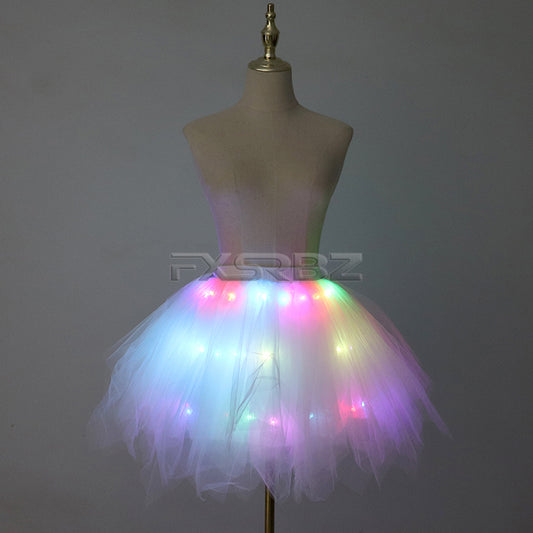 LED Skirt Birthday Dance Party Colorful Light Up Tutu Skirt Stage Glow Costume White Sexy Belly Dance LED Skirt