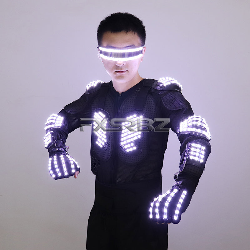 New LED Armor Luminous Jackets Costume Glowing Clothing Glove Glasses Dancing Performance LED Robot Suit