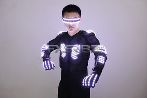 New LED Armor Luminous Jackets Costume Glowing Clothing Glove Glasses Dancing Performance LED Robot Suit