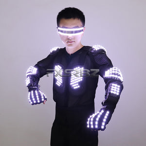 New LED Armor Luminous Jackets Costume Glowing Clothing Glove Glasses Dancing Performance LED Robot Suit