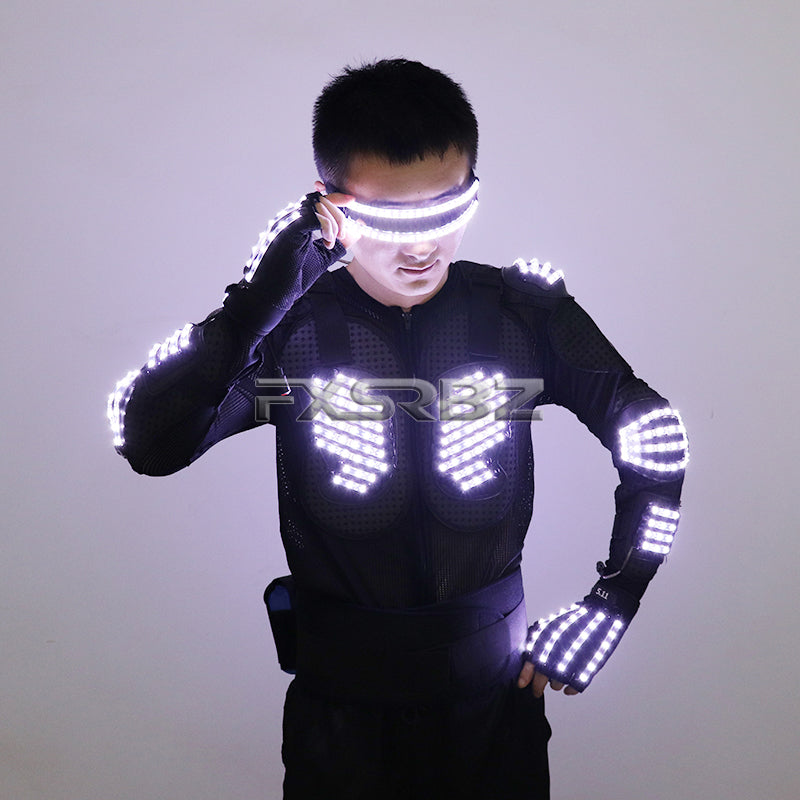 New LED Armor Luminous Jackets Costume Glowing Clothing Glove Glasses Dancing Performance LED Robot Suit