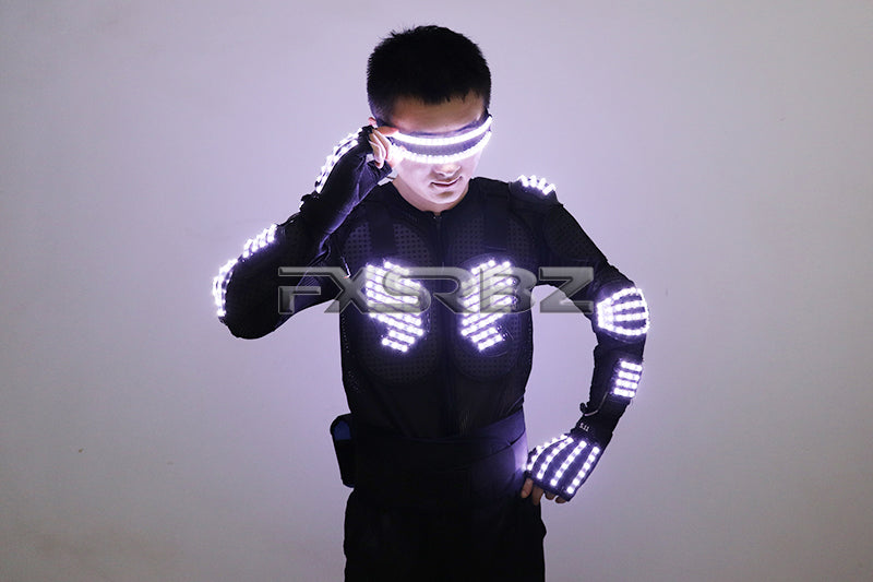 New LED Armor Luminous Jackets Costume Glowing Clothing Glove Glasses Dancing Performance LED Robot Suit