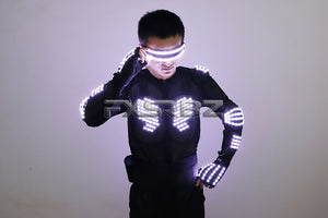 New LED Armor Luminous Jackets Costume Glowing Clothing Glove Glasses Dancing Performance LED Robot Suit