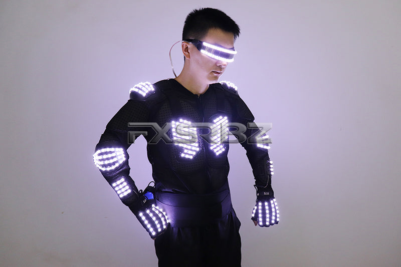 New LED Armor Luminous Jackets Costume Glowing Clothing Glove Glasses Dancing Performance LED Robot Suit