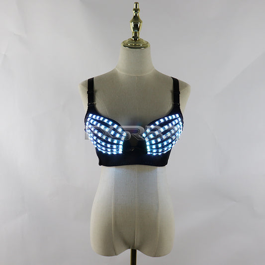 RGB LED Bra Sexy Lady Luminous Underwear DJ Singer Light-up Costume Party Dress Belly Dance Clothes Ballet Clothing
