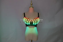 Load image into Gallery viewer, Full Color LED Bra Discolored Sexy Underwear Party Dress Belly Dance Light up Bra Luminous Costumes glowing bikini outfits
