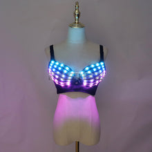Load image into Gallery viewer, Full Color LED Bra Discolored Sexy Underwear Party Dress Belly Dance Light up Bra Luminous Costumes glowing bikini outfits
