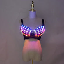 Load image into Gallery viewer, Full Color LED Bra Discolored Sexy Underwear Party Dress Belly Dance Light up Bra Luminous Costumes glowing bikini outfits
