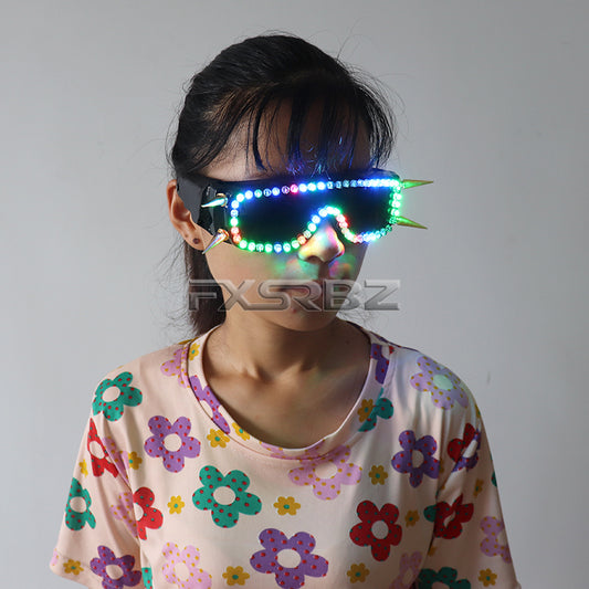 LED Glasses Rivet Punk Glasses DJ Bar Night Party Flashing Light up Glasses Dance Show Lighting Props