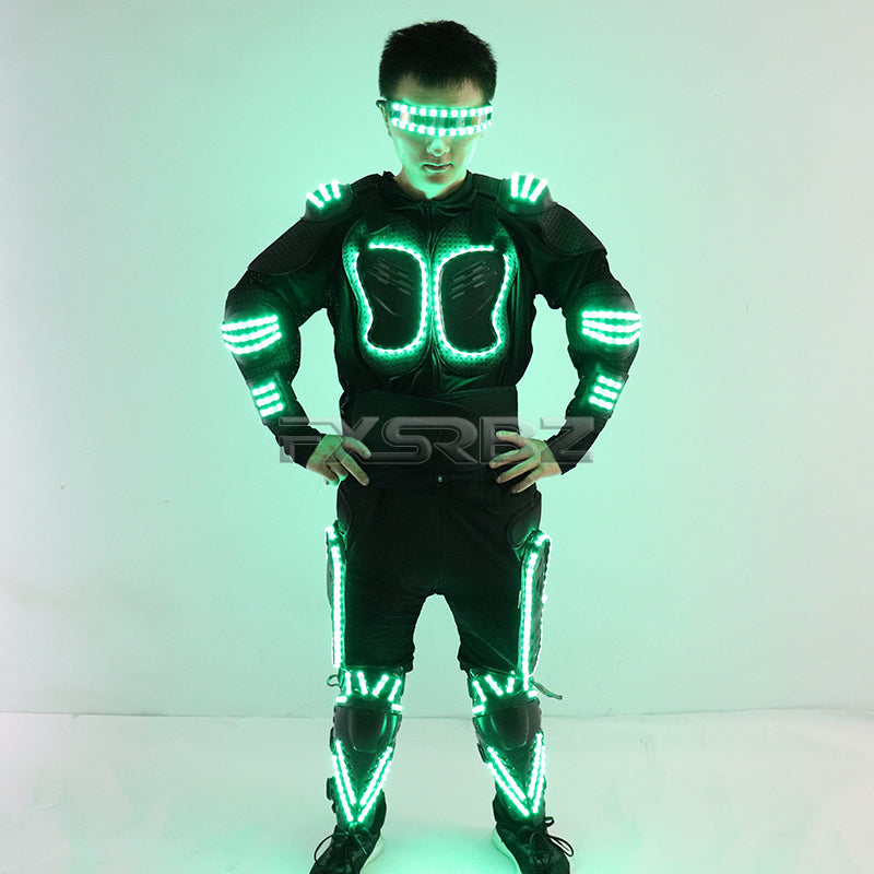 Colorful LED Luminous Armor Clothing Glowing Costumes Christmas Halloween Dancing Performance LED Robot Suit
