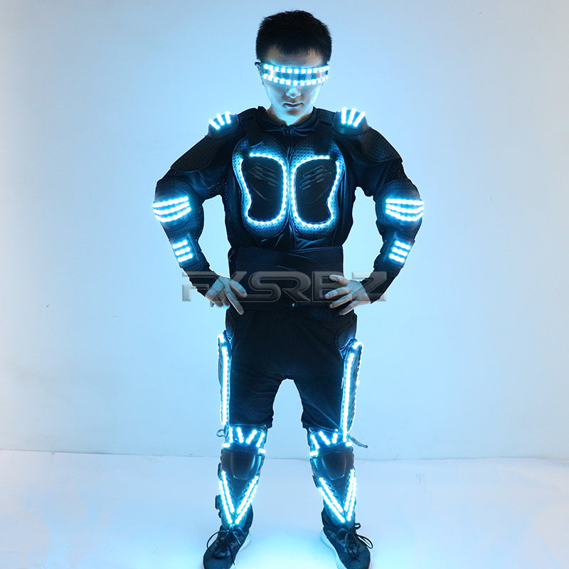 Colorful LED Luminous Armor Clothing Glowing Costumes Christmas Halloween Dancing Performance LED Robot Suit