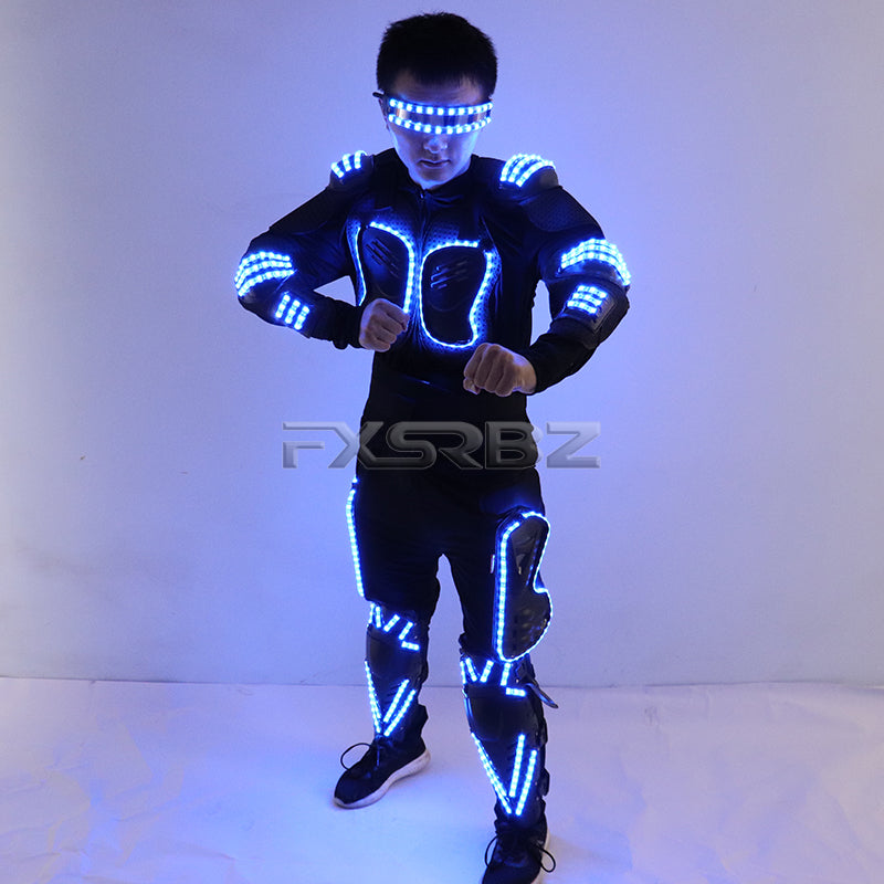 Colorful LED Luminous Armor Clothing Glowing Costumes Christmas Halloween Dancing Performance LED Robot Suit