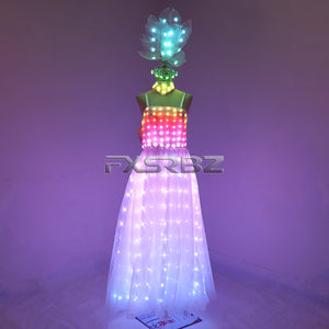 Full Color LED Wedding Dress Women Luminous Wings Suit Fluorescent Butterfly LED Skirt Ballet Wedding Performance Costumes