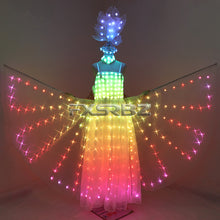 Load image into Gallery viewer, Full Color LED Wedding Dress Women Luminous Wings Suit Fluorescent Butterfly LED Skirt Ballet Wedding Performance Costumes
