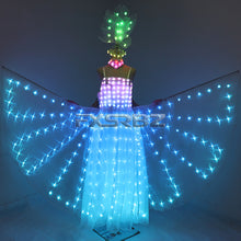 Load image into Gallery viewer, Full Color LED Wedding Dress Women Luminous Wings Suit Fluorescent Butterfly LED Skirt Ballet Wedding Performance Costumes
