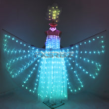 Load image into Gallery viewer, Full Color LED Wedding Dress Women Luminous Wings Suit Fluorescent Butterfly LED Skirt Ballet Wedding Performance Costumes
