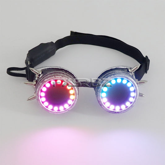 Pixel LED Glasses Rechargeable Rivet Glasses Kaleidoscope Lenses 366 Modes Colorful Lights Glowing Goggles