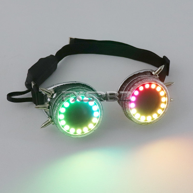 Pixel LED Glasses Rechargeable Rivet Glasses Kaleidoscope Lenses 366 Modes Colorful Lights Glowing Goggles