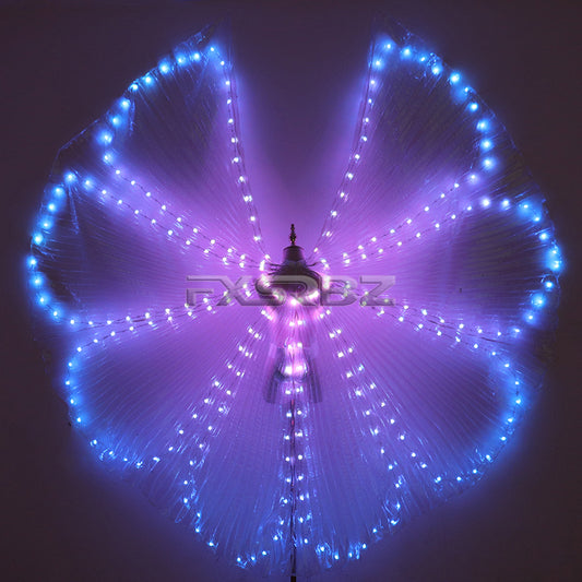 Belly Dance LED Wings Rainbow Color Costume Circus LED Light Luminous Isis Wings Dancewear Open 360 Degrees