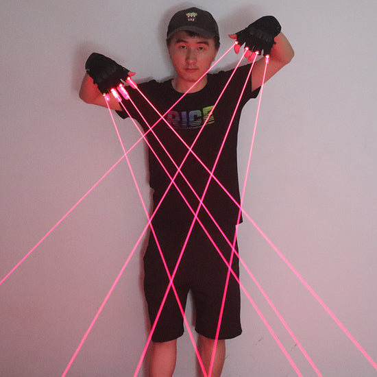 650nm Red Laser Gloves Stage LED Gloves Laser Light,Dress Up LED Robot Glowing Dress Bar Party Music Festival Cool Props