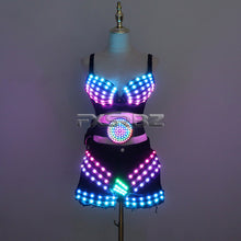 Load image into Gallery viewer, New LED Costume Light Up Sexy Lady Party Dance Bra With Belt DJ Nightclub Bar Glowing Clothing Stage Show Skirt Suits
