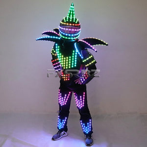 Pixel LED Robot Suit Stage Dance Costumes Christmas Halloween Party Light Up Jacket Colorful Lights Armor Clothing