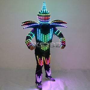 Pixel LED Robot Suit Stage Dance Costumes Christmas Halloween Party Light Up Jacket Colorful Lights Armor Clothing